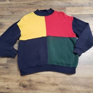 Charter Club Sweater Colorblock Pullover Cotton Men Preppy Unisex Small Retro